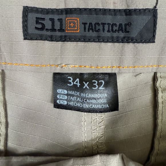 5.11 Tactical Ripstop Mens 34x32 Tan Pants‎ Fast Tac Cargo Work Utility - Picture 7 of 11